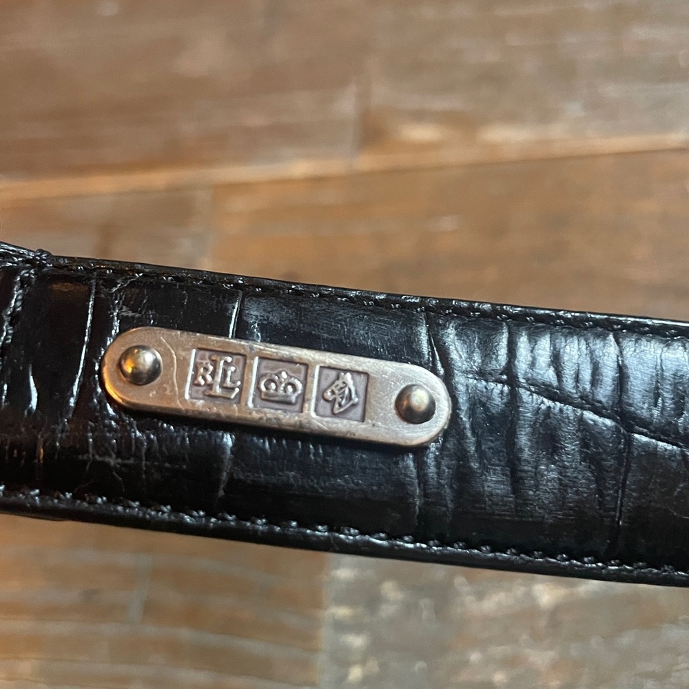 Lauren Ralph Lauren Croc Embossed Italian Leather Skinny Belt🖤 - Picture 2 of 14